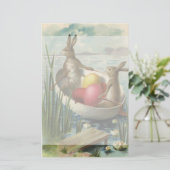 Vintage Osterbrunnen in einem Boot mit Ostereiern Briefpapier (Stehend Vorderseite)