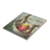 Vintage Osterbrunnen in einem Boot mit Ostereiern Fliese (Seite)