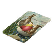 Vintage Osterbrunnen in einem Boot mit Ostereiern Magnet (Linke Seite)