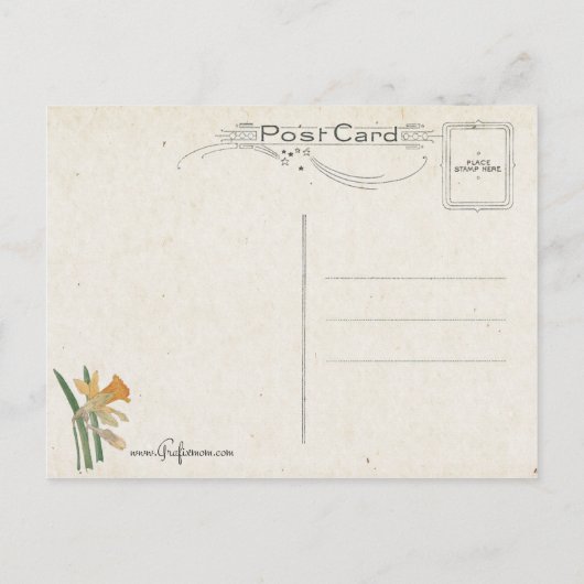 Vintage Osterbrunnen und Friedensbotschaft Postkarte (Rückseite)