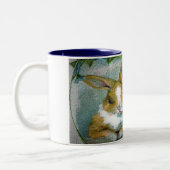 Vintage OsterBunnies, getexturiertes Bild, ZSSG Zweifarbige Tasse (Links)