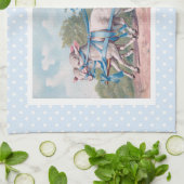 Vintage Osterdarstellung mit Mädchen und Lämmern Geschirrtuch (Gefaltet)