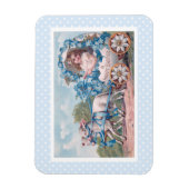 Vintage Osterdarstellung mit Mädchen und Lämmern Magnet (Vertikal)