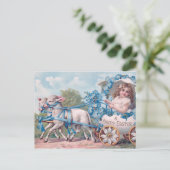 Vintage Osterdarstellung mit Mädchen und Lämmern Postkarte (Stehend Vorderseite)