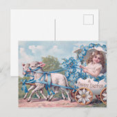 Vintage Osterdarstellung mit Mädchen und Lämmern Postkarte (Vorne/Hinten)