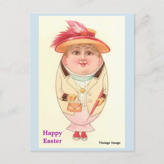 Vintage Osterei-Dame ist so niedlich: Postkarte (Vorderseite)