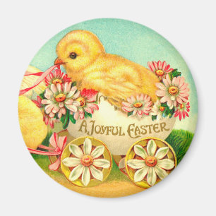 Vintage-Osterei-Kükenwagen Blumen Magnet