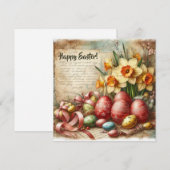 Vintage Ostereier Aquarellfarben Feiertagskarte (Vorne/Hinten)