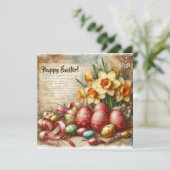 Vintage Ostereier Aquarellfarben Feiertagskarte (Stehend Vorderseite)