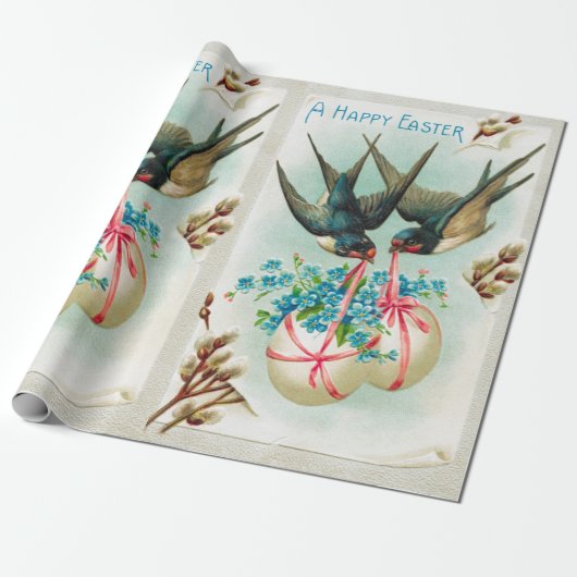 Vintage Ostereier aus Schwalben Geschenkpapier (Ungerollt)