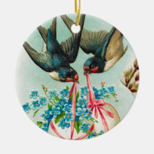 Vintage Ostereier aus Schwalben Keramik Ornament