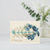 Vintage Ostereier mit blauer Schleife Postkarte (Stehend Vorderseite)
