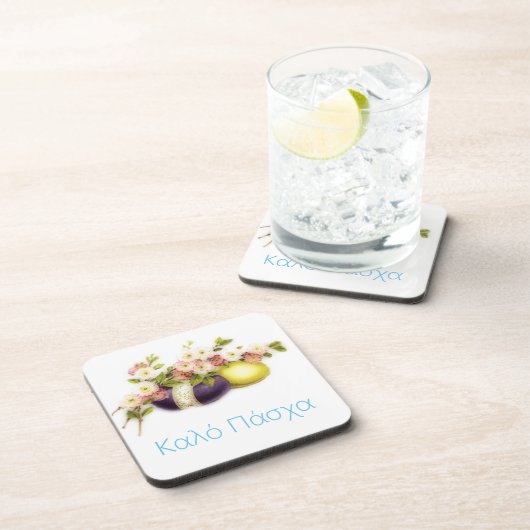 Vintage Ostereier mit Kirschblüten und griechische Getränkeuntersetzer (Rechte Seite)