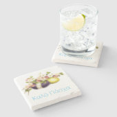 Vintage Ostereier mit Kirschblüten und griechische Steinuntersetzer (Seitenansicht)