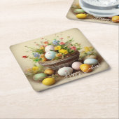 Vintage Ostereier, Nest und weiße Affodien Rechteckiger Pappuntersetzer (angewinkelt)
