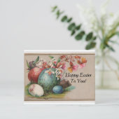 Vintage Ostereier und Blume Postkarte (Stehend Vorderseite)
