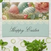 Vintage Ostereier und Kaninchen Küchentücher (Gefaltet)