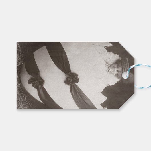 Vintage Ostereierdame Geschenkanhänger (Vorderseite (Horizontal))