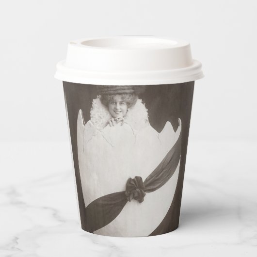 Vintage Ostereierdame Pappbecher (Rückseite)