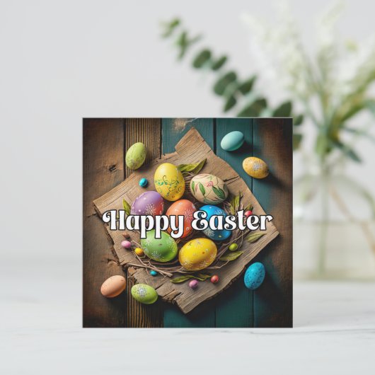 Vintage Ostereierkollage Karte (Stehend Vorderseite)