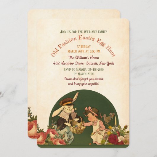 Vintage Ostereijagd Einladung (Vorne/Hinten)