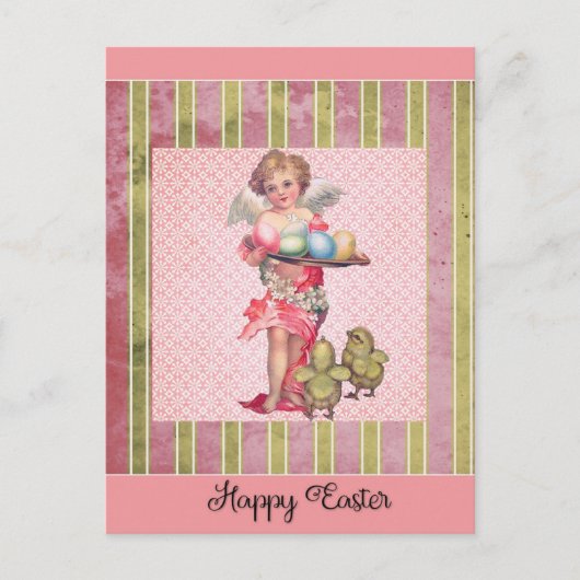 Vintage Osterente Engel Chicks Eier Postkarte (Vorderseite)