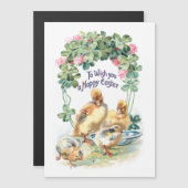 Vintage Osterenten, Küken und Klee Magnetkarte (Vorne/Hinten)