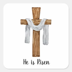 Vintage Osterfeiertage mit Wasserfarbe Quadratischer Aufkleber