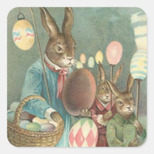 Vintage-Osterferien-Kunstaufkleber Quadratischer Aufkleber
