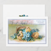 Vintage Osterfloral mit Chicks Feiertagskarte (Vorne/Hinten)