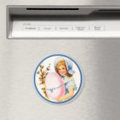 Vintage Osterfrau mit Bonnet und Ei Magnet (In Situ (Geschirrspüler))