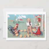 Vintage Ostergeflügel Feiertagskarte (Vorderseite)
