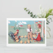 Vintage Ostergeflügel Feiertagskarte (Stehend Vorderseite)