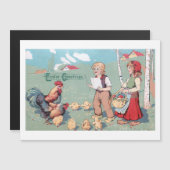 Vintage Ostergeflügel Magnetkarte (Vorne/Hinten)