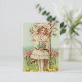 Vintage OsterGirl Feiertagspostkarte (Stehend Vorderseite)