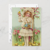 Vintage OsterGirl Feiertagspostkarte (Vorne/Hinten)