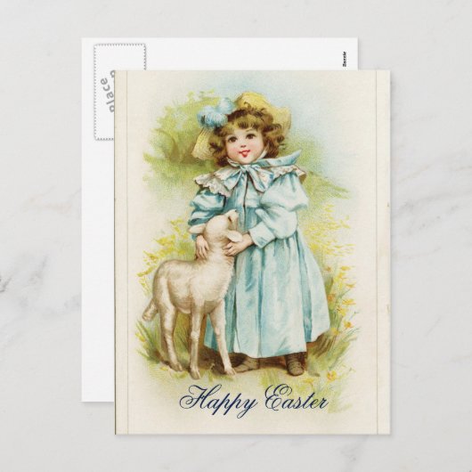 Vintage OsterGirl Feiertagspostkarte (Vorne/Hinten)