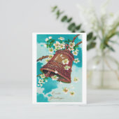 Vintage Osterglocke und Kirschblüten Postkarte (Stehend Vorderseite)