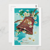 Vintage Osterglocke und Kirschblüten Postkarte (Vorne/Hinten)