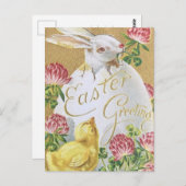 Vintage Ostergrössen Bunny und Chick Postkarte (Vorne/Hinten)