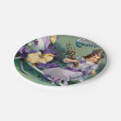 Vintage Ostergruß Girl Ei Kick Carriage Pappteller (Schrägansicht)