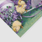 Vintage Ostergruß Girl Ei Kick Carriage Seidenpapier (Ausschnitt)