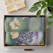 Vintage Ostergruß Girl Ei Kick Carriage Seidenpapier (Geschenk)