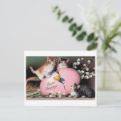 Vintage "Ostergruß" Katzen & Kick Postkarte (Stehend Vorderseite)