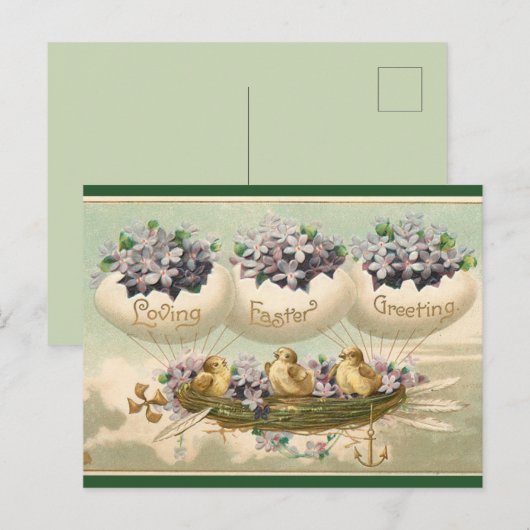 Vintage Ostergruß Postkarte (Vorne/Hinten)