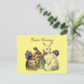 Vintage Ostergruß Rabbits Feiertagspostkarte (Stehend Vorderseite)
