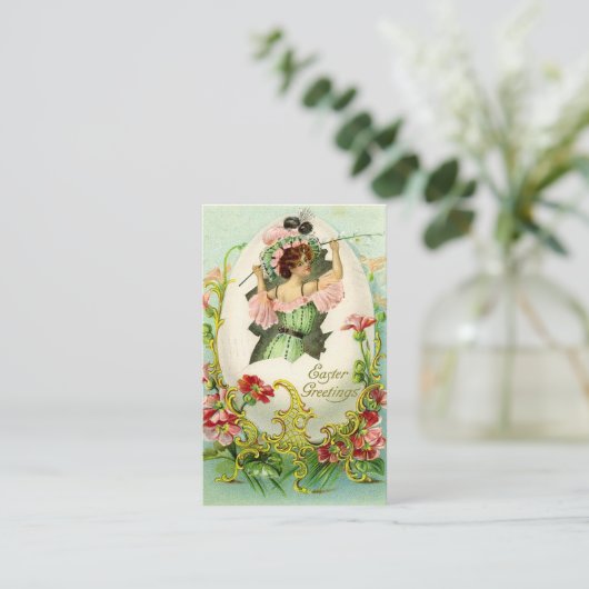 Vintage Ostergrüße Visitenkarte (Stehend Vorderseite)