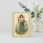 Vintage Ostergrussen Angel Schafeier Postkarte (Stehend Vorderseite)