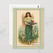 Vintage Ostergrussen Angel Schafeier Postkarte (Vorne/Hinten)