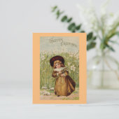 Vintage OstergrussGirl Feiertagspostkarte (Stehend Vorderseite)